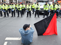 Anarchist protestors against the police